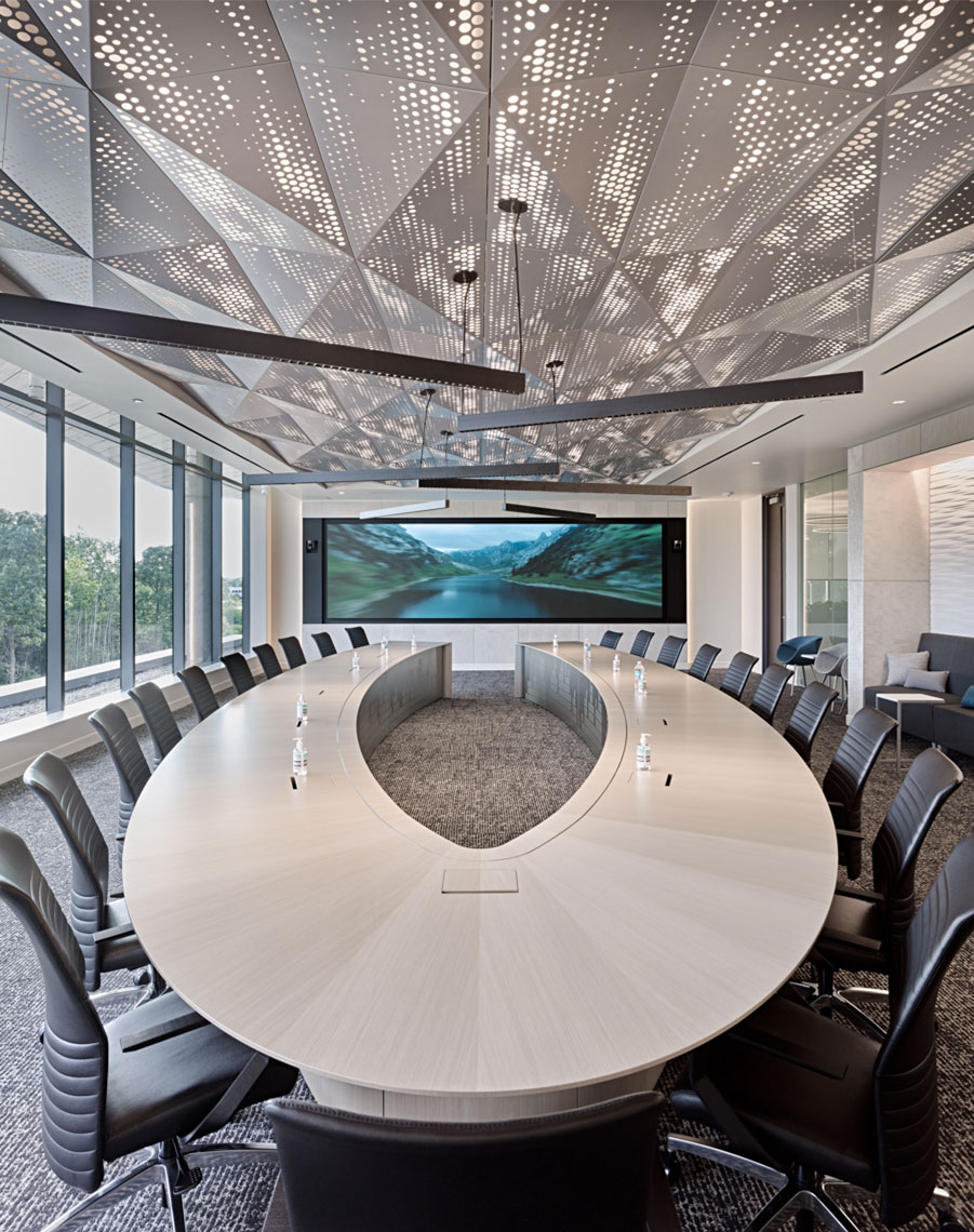 exact sciences modern board room design with custom conference table